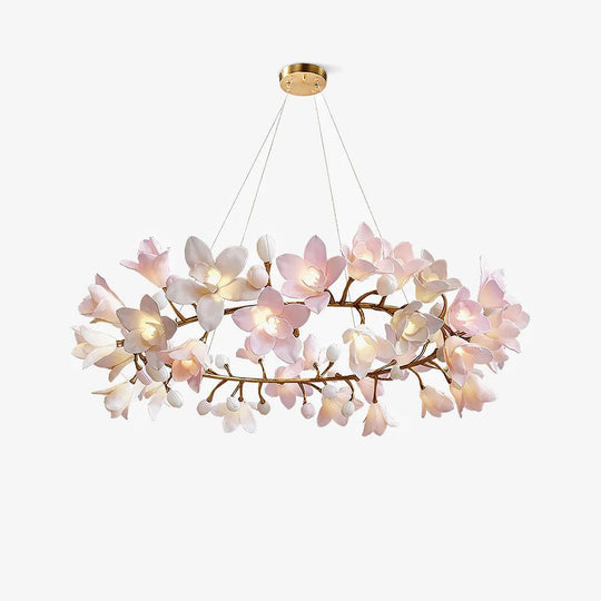 BloesemRing messing kroonluchter met bloesems