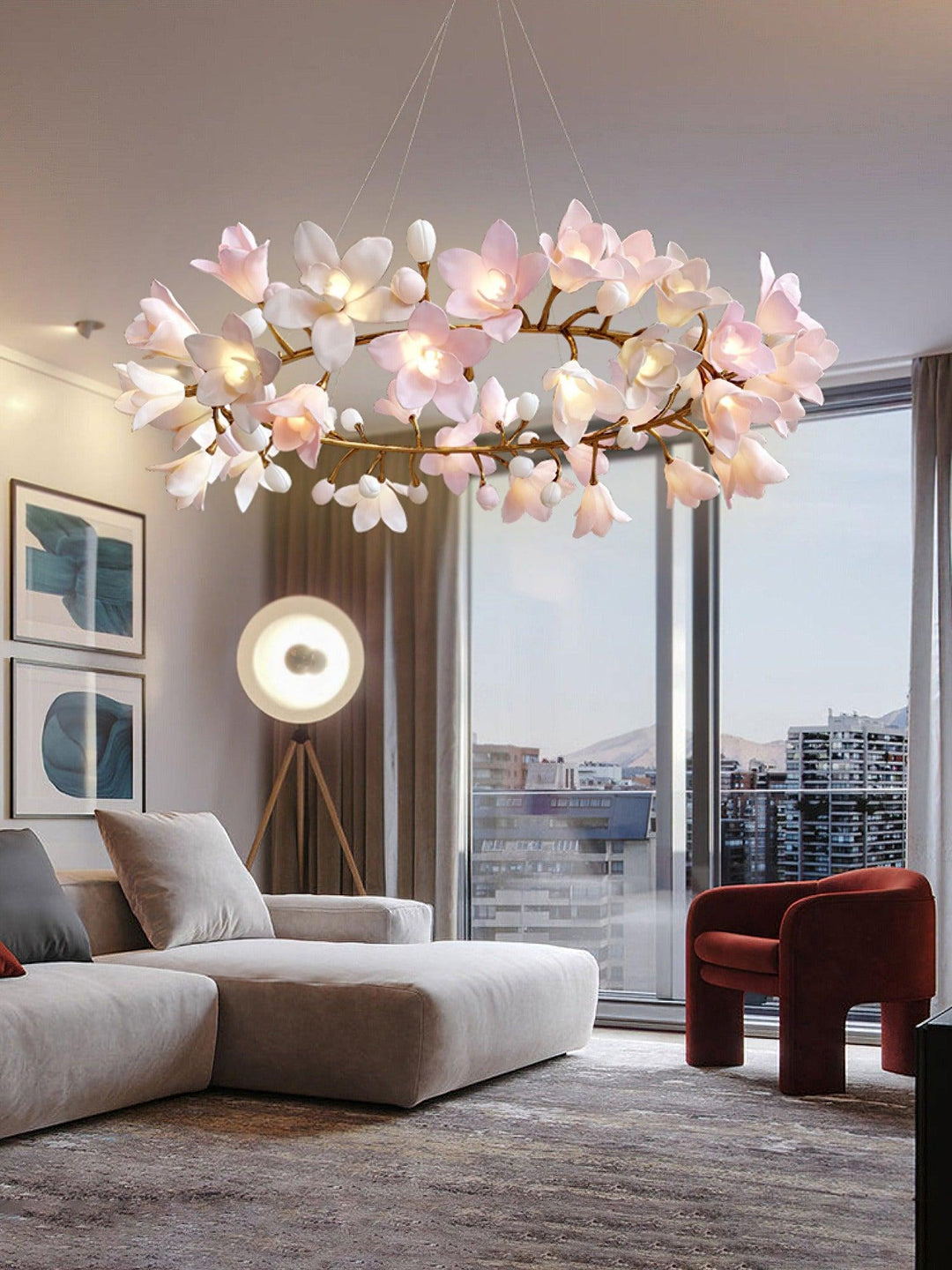Design kroonluchter met bloesems detailweergave