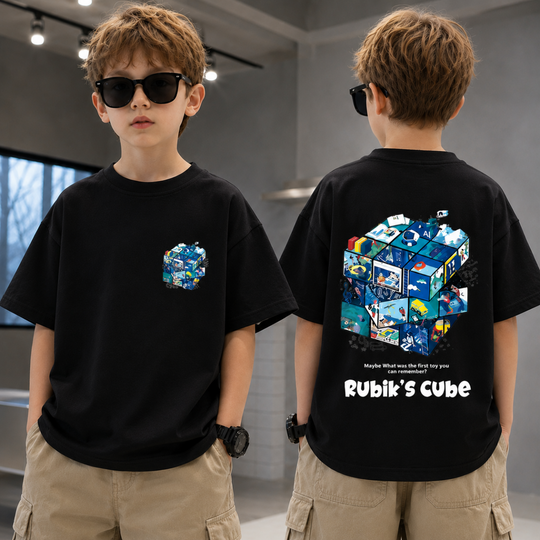 Kubus kinder T-shirt zwart - Milo & Moon