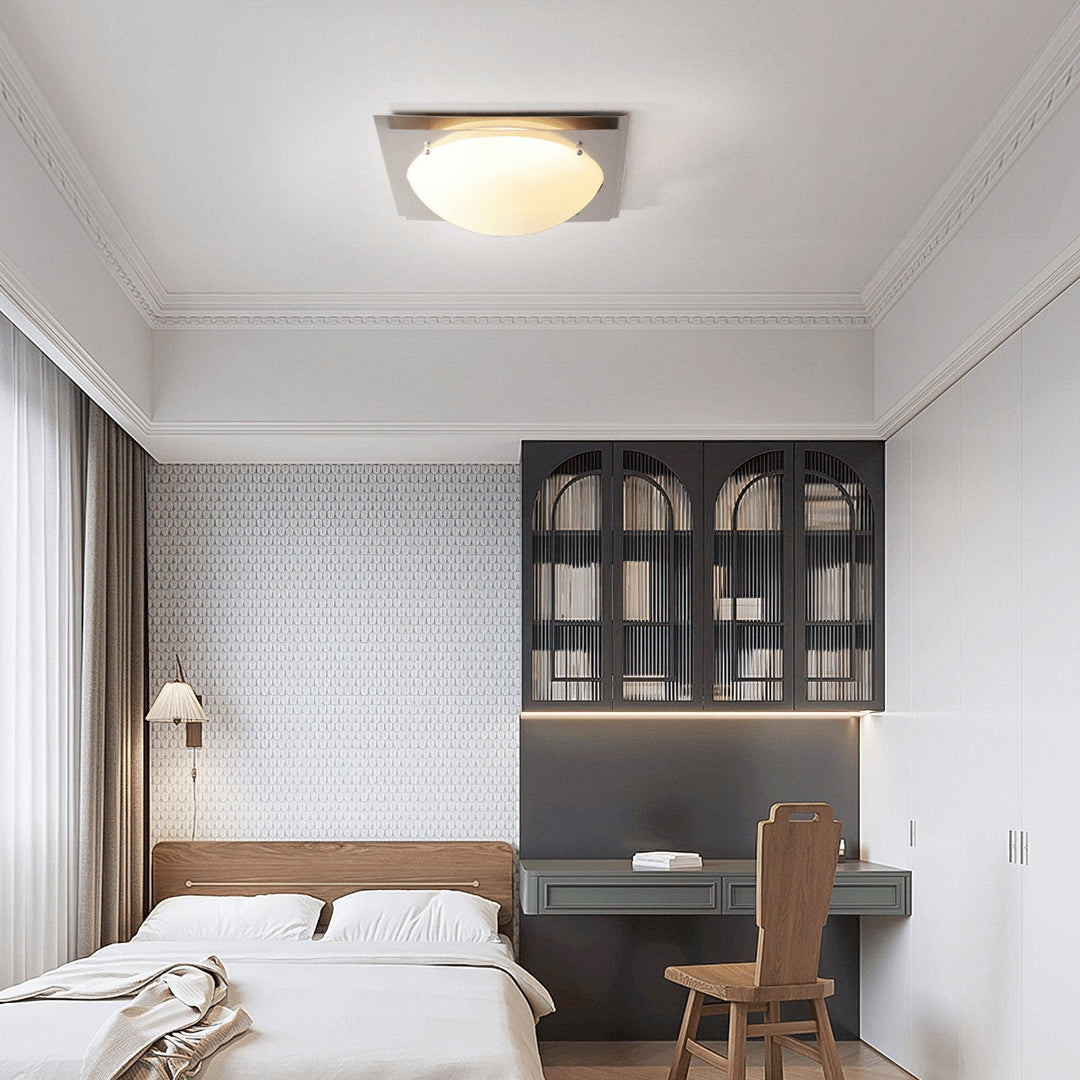 Minimalistische plafondlamp RVS wit kap