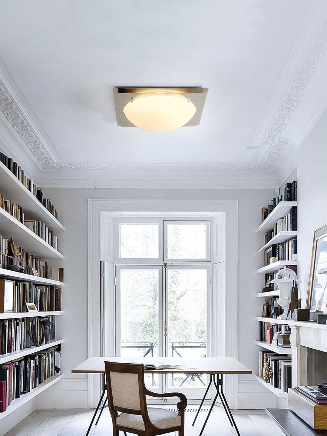 Zachtglans plafondlamp detail witte kap