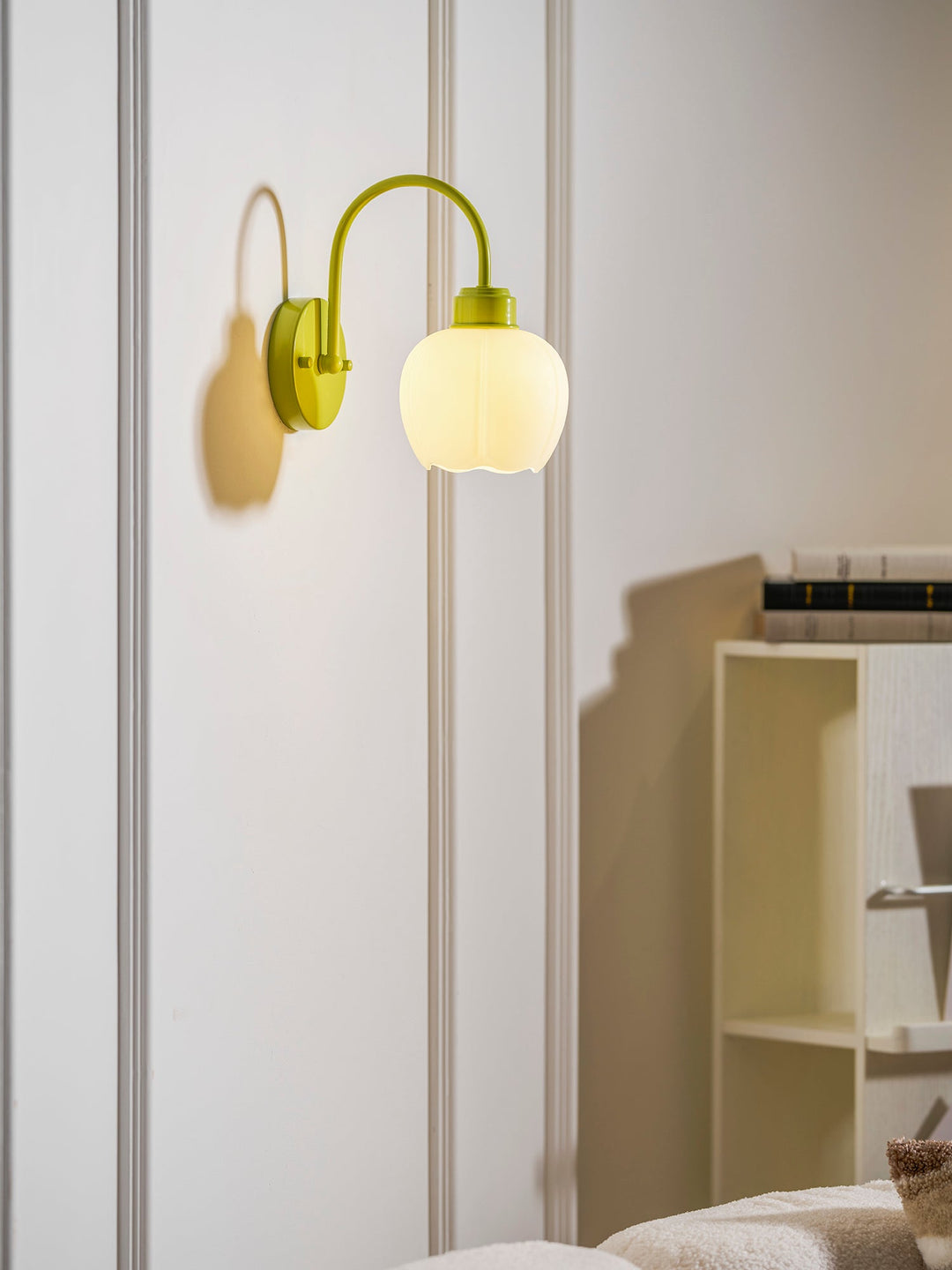 Groene bloem wandlamp met warme gloed