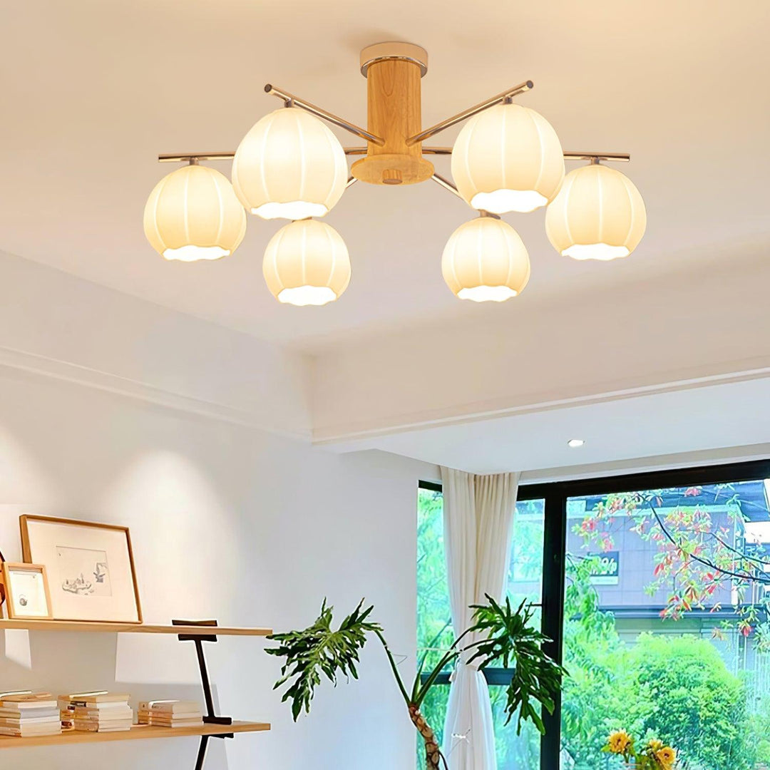 Bloemknop plafondlamp chroom kinderkamer