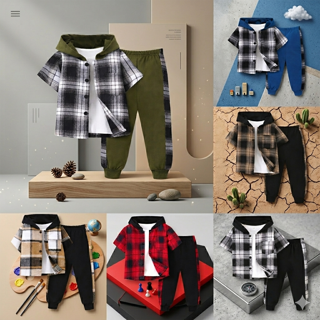 Bengeltje geruite kinderkleding set jongens - Milo & Moon