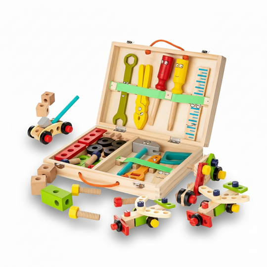 TinyToolbox™ – Educatieve Houten Gereedschapskist – Creatief Speelgoed