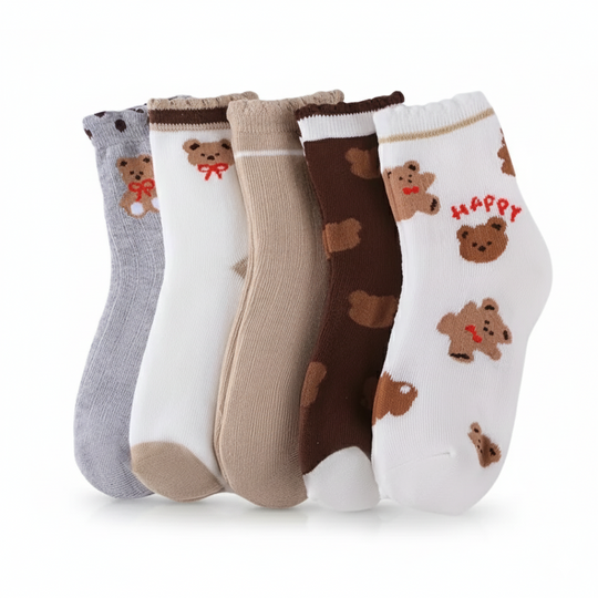 BearCharm™ – 5-Pack Meisjes Wintersokken Set – Warme Dikke Sokken