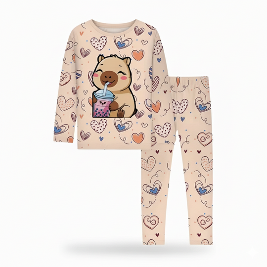 CapyCozy™ – Meisjes Capybara Pyjama Set