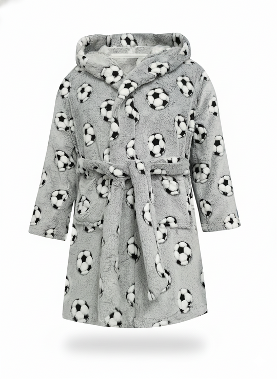 FootballFun™ – Kinderbadjas met Capuchon en Voetbalprint