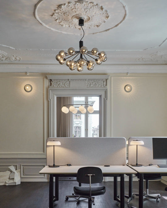 Koperen glazen bollen hanglamp sfeerverlichting