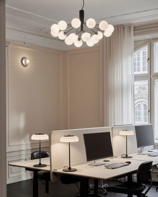 Cluster kroonluchter met handgeblazen glas