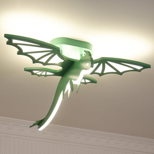 Dinosaurus plafondlamp van onderaf gezien