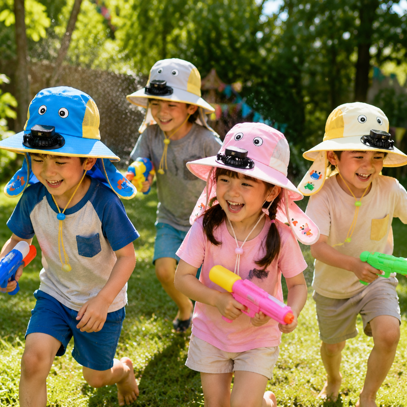 SunBreeze zomerhoed kind speelt buiten - Milo & Moon