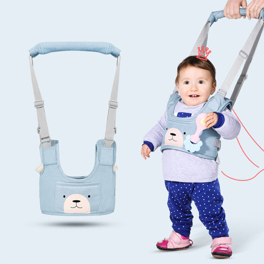 BearBuddy™ - Ergonomische Loopsteun Blauw/Roze, Katoen, 9+ Maanden