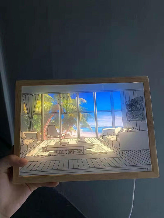 Verlichte houten wandlamp babykamer sfeerlicht