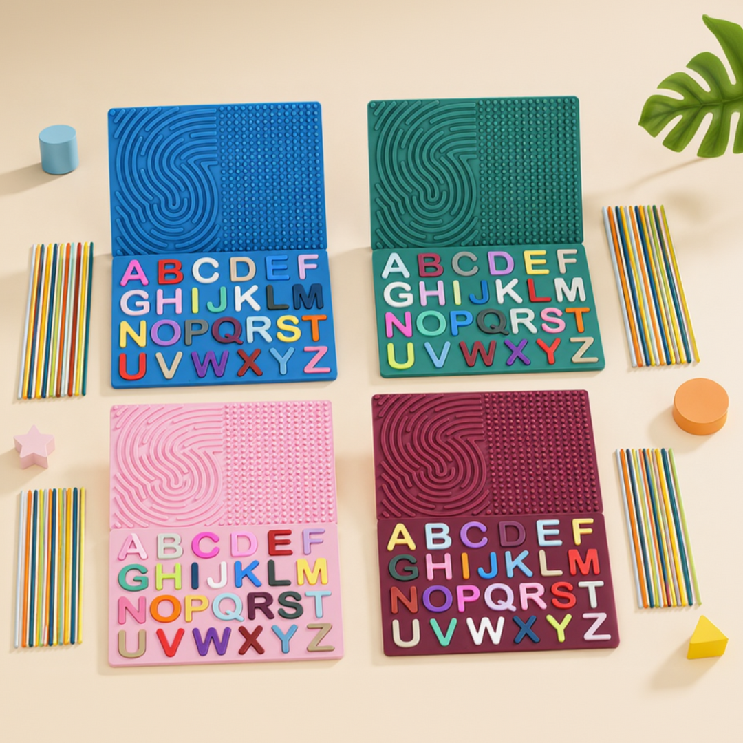 Letterpret sensorisch siliconen activiteitenbord met letters - Milo & Moon