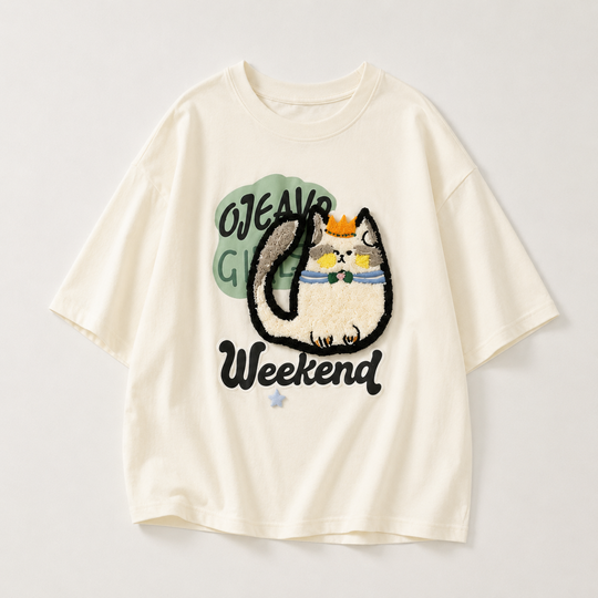 Katoon oversized kinder T-shirt kattenprint - Milo & Moon