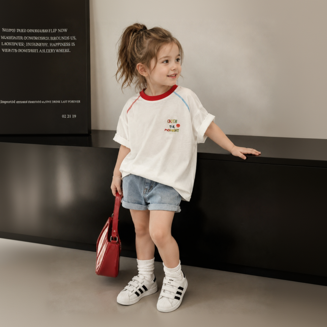 Doodle kinder T-shirt kleurige print - Milo & Moon