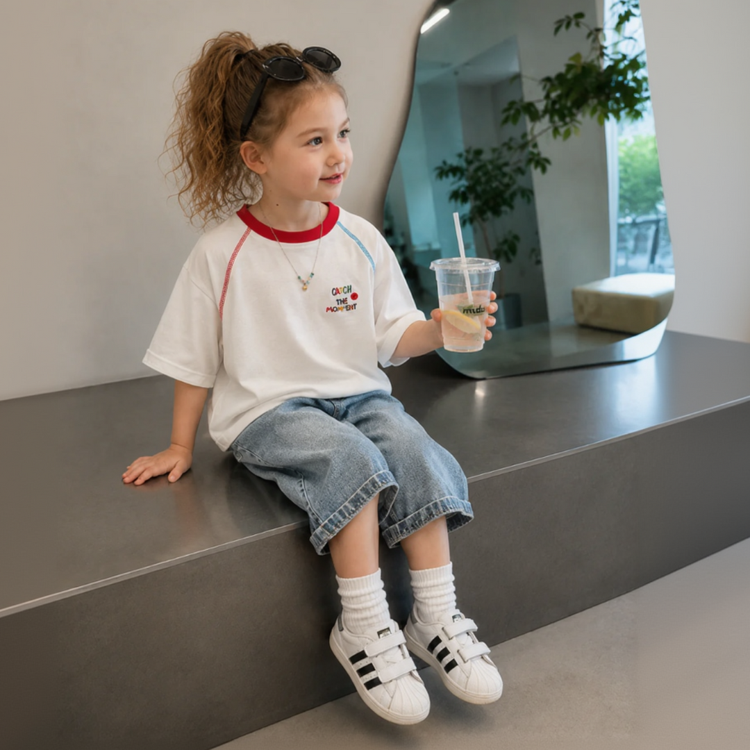 Doodle oversized T-shirt meisjes - Milo & Moon