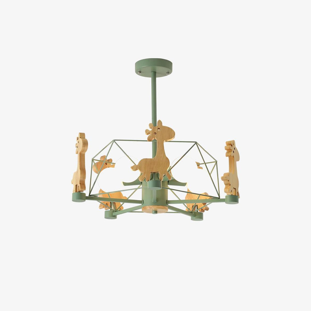 Hanglamp hout en glas voor de kinderkamer
