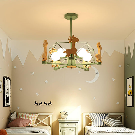Houten kinderlamp met hertmotief