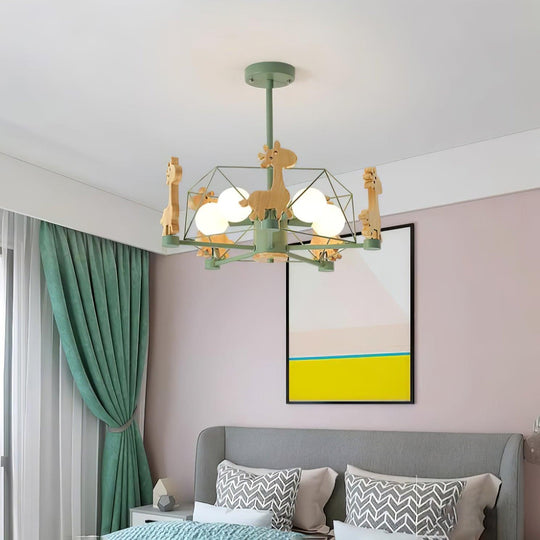 Schattige hertlamp naturel hout groen