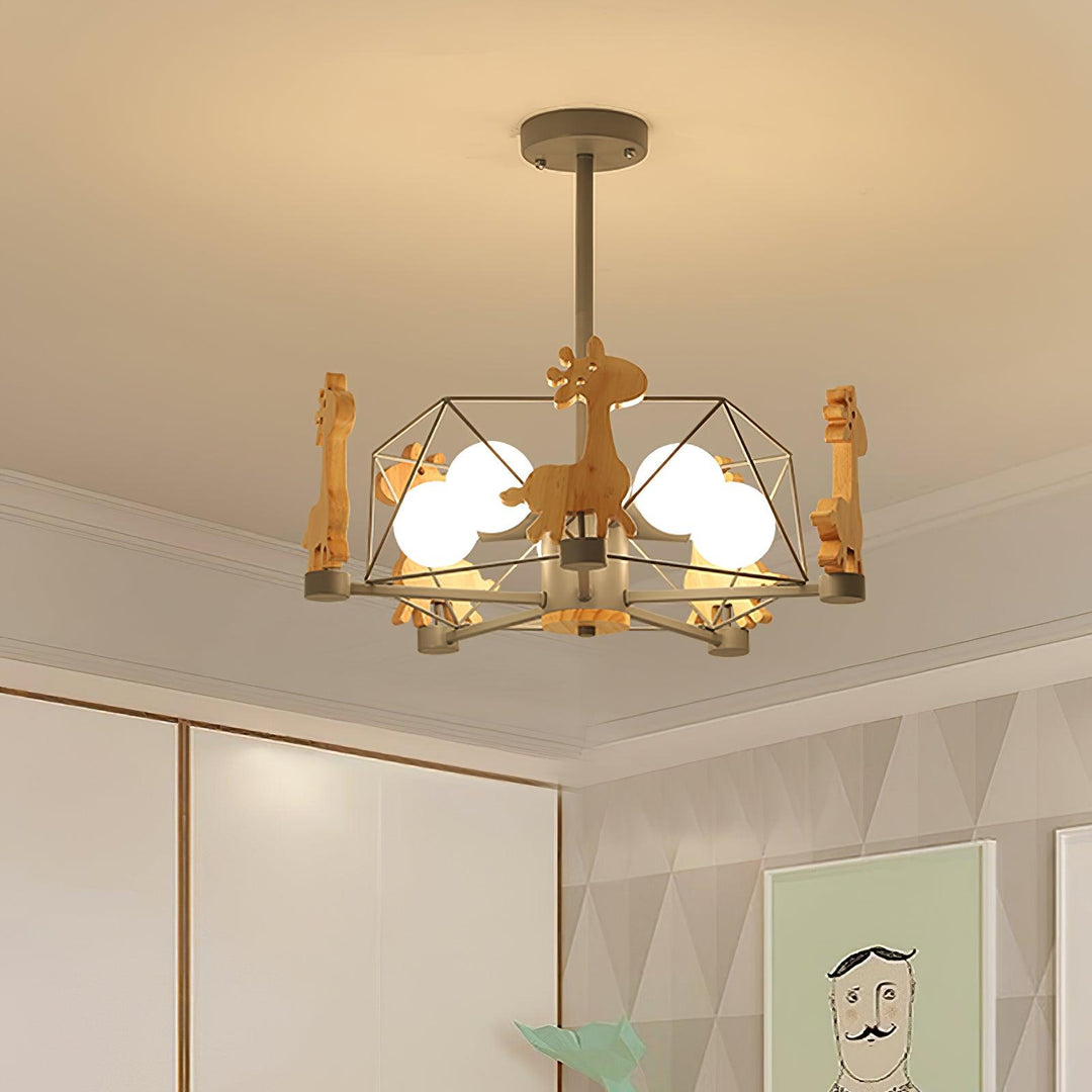 Natuurlijke houten kinderlamp warm licht