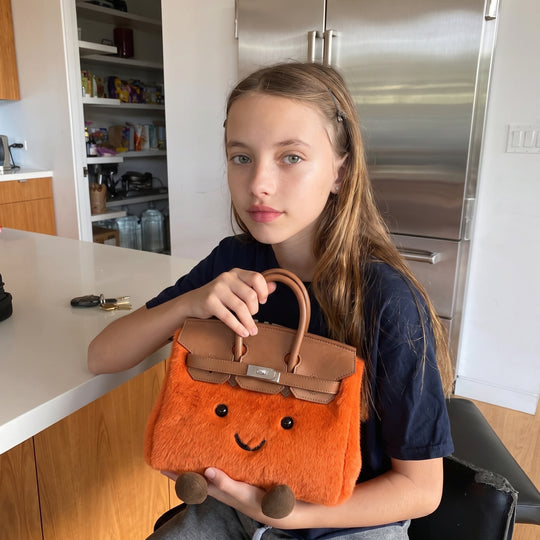 CuddlePurse – Bolsito de Peluche con Carita en Tonos Denim y Pastel