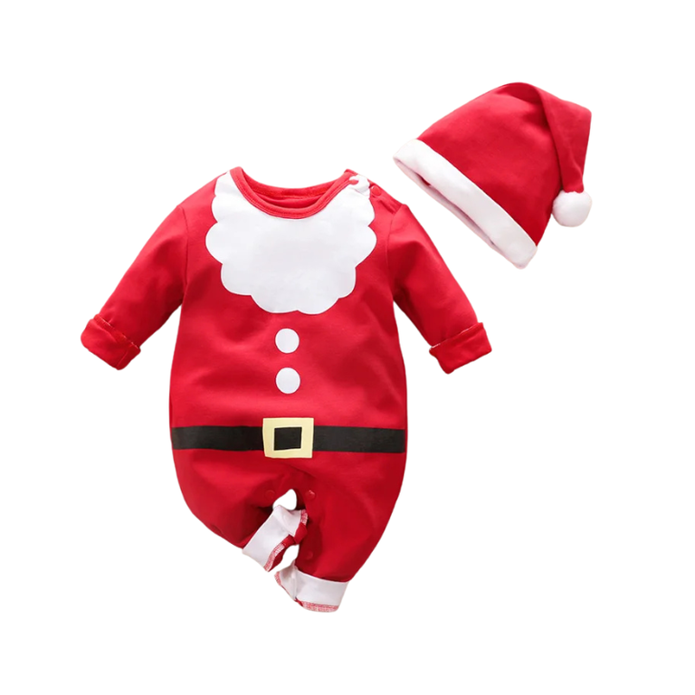 TinyClaus™ – Zacht Katoenen Kerstpak – Eerste Kerstoutfit voor Baby’s