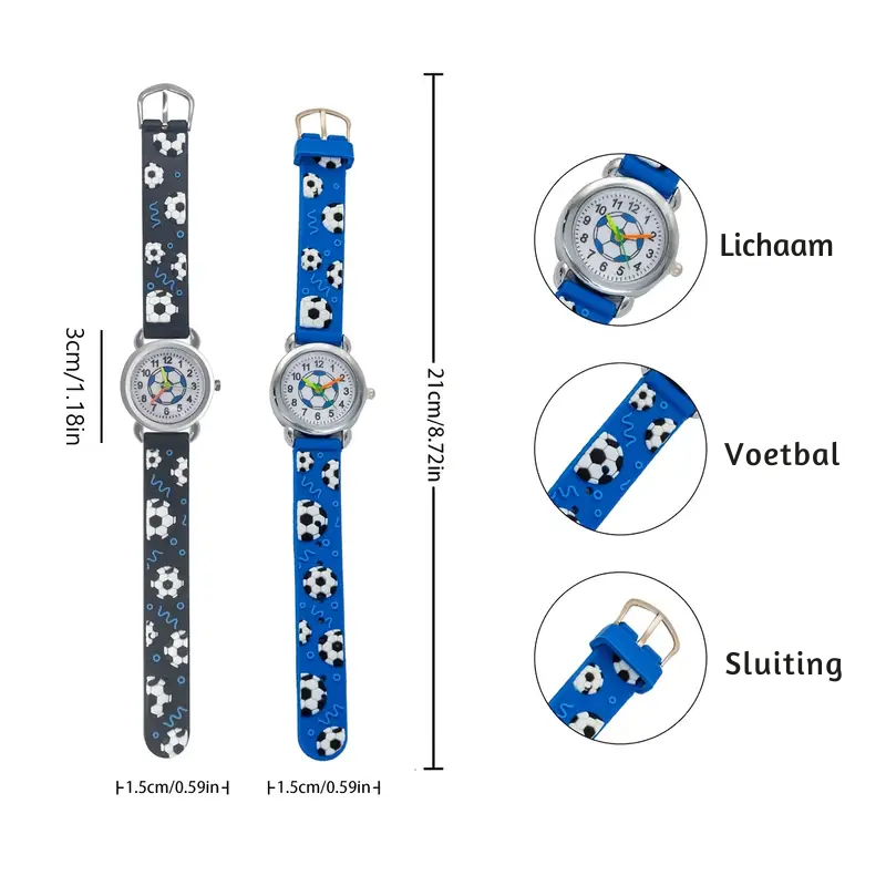 GoalTime™ – Kinderhorloge met Voetbalpatroon – Quartz & Sportief
