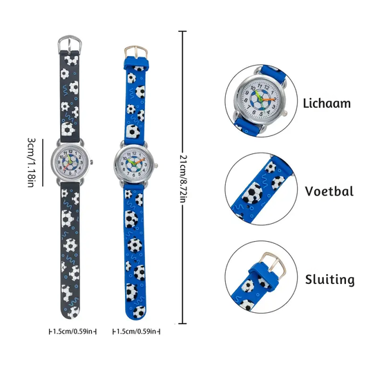GoalTime™ – Kinderhorloge met Voetbalpatroon – Quartz & Sportief