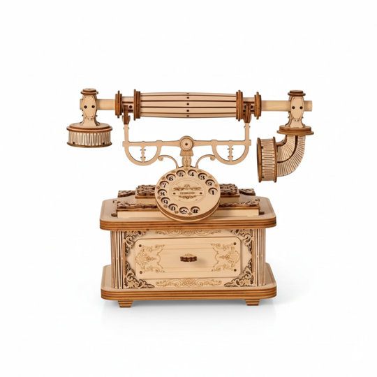 EuroDial™ – Vintage Europese 3D Houten Telefoon Puzzel