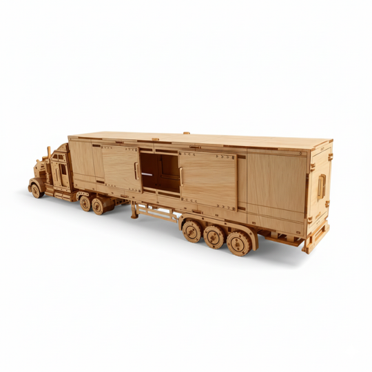 CargoMaster™ – 3D Houten Vrachtwagen & Containertrailer Puzzel