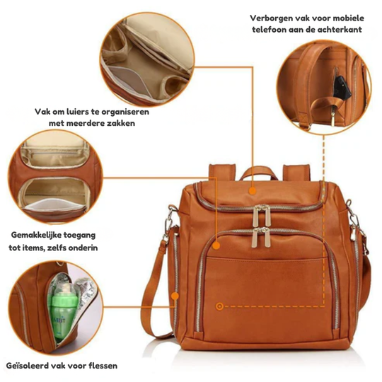 EliteCarry™ – Stijlvolle Leren Luiertas voor Ouders
