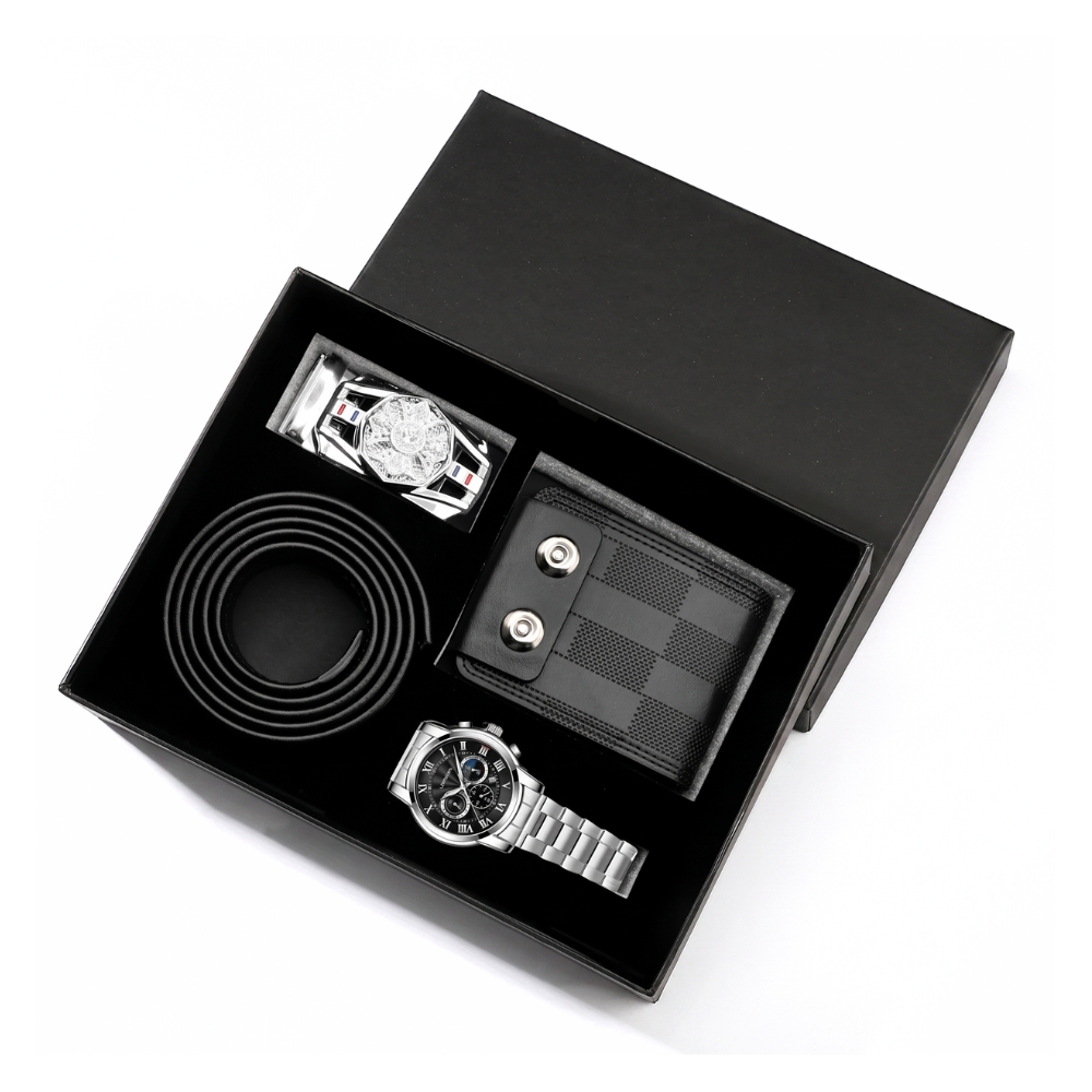 PrestigeGent – Heren Cadeauset met Horloge, Portemonnee en Riem