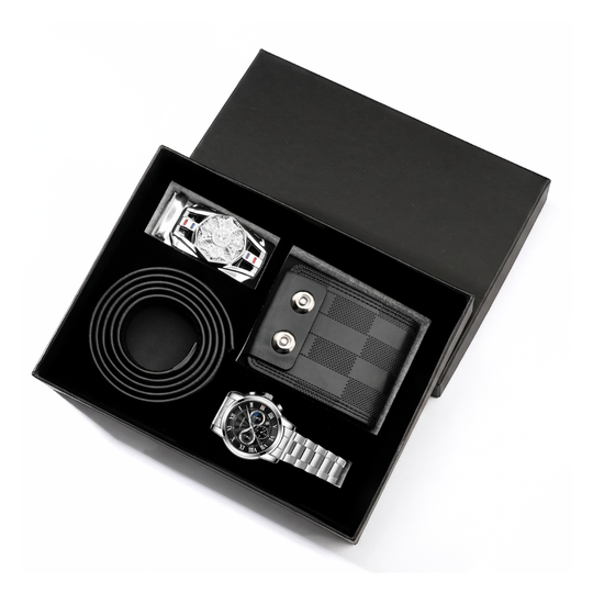 PrestigeGent – Heren Cadeauset met Horloge, Portemonnee en Riem