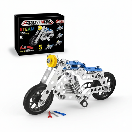 MotoForge™ – 5-in-1 Metalen Wisselbare Motor Bouwset voor Kinderen