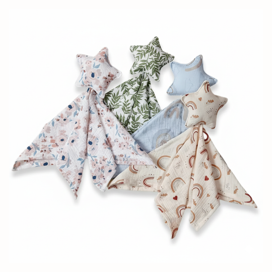 MusiLuxe™ – Muslin Baby knuffeldoekjes met Schattige Prints