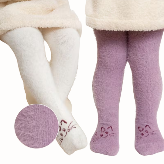 KittyPrincess™ – 2-Pack Meisjes Panty Set – Warme Kattenprint Panty’s