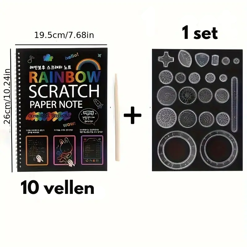 RainbowScratch™ – Kleurrijk Kraskunst Notitieboek met 23-delige Set