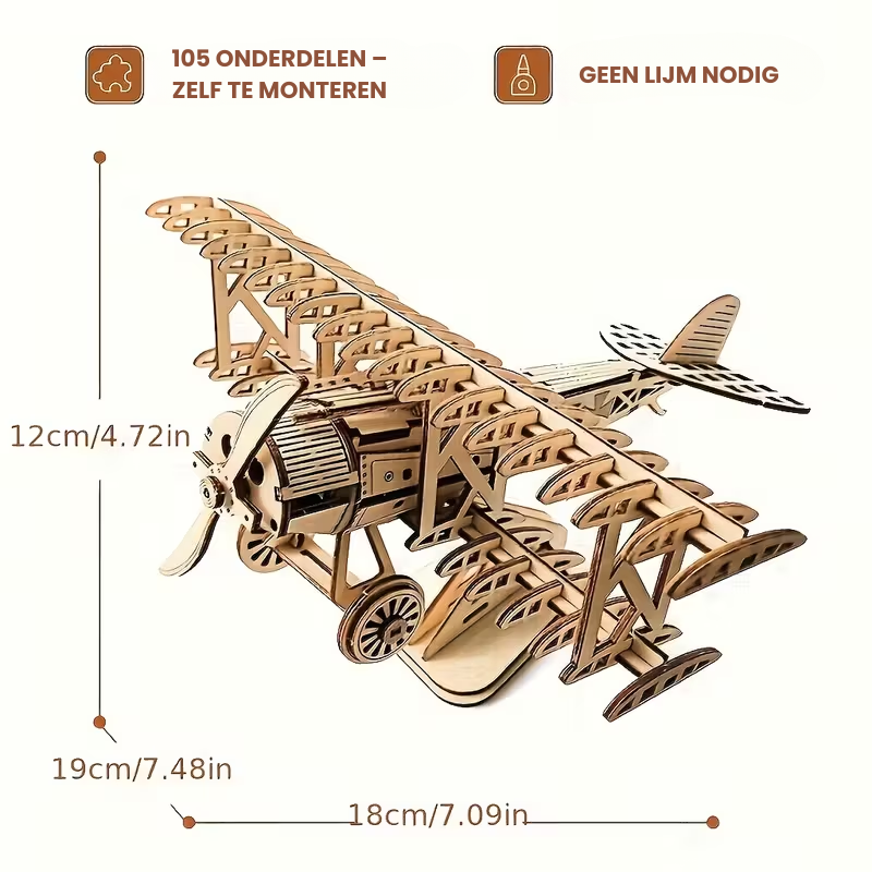 SkyCraft™ – 3D Houten Vintage DIY Vliegtuig Puzzel