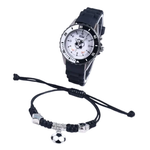 KickTime™ – Kinder Voetbalhorloge & Armband Set – LED Gloeiend Quartz