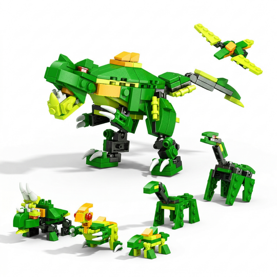 DinoBuilder – 6-in-1 Dinosaurus Bouwset (138 Stuks)