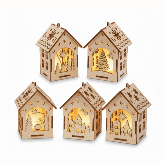VillageCraft™ – 5-delige 3D Miniatuur Kerstdorp Bouwset