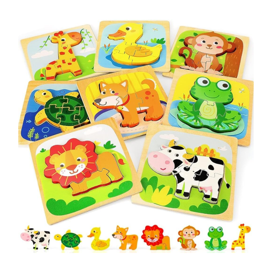 MiloMinds™ – Houten Chunky Puzzelset – Montessori Leer Speelgoed