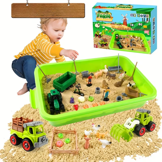 FarmFun™ – Sensorisch Boerderij Speelset – DIY Zandbak Speelgoed met Tractor & Dieren