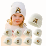 GoldenLetter™ – Meisjes Initialen Muts – Zacht & Winter Warm