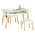 ArtCraft™ Montessori Kinderbureau Set – Houten Speel- & Tekentafel met 2 Stoelen