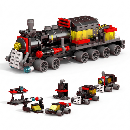 TrainBuilder – 6-in-1 Stoomtrein Bouwset (118 Stuks)
