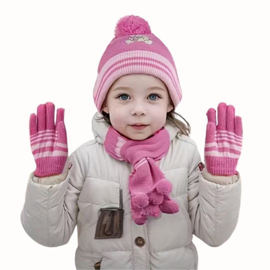 BearCozy™ – Meisjes 3-delige Winter Set – Sjaal, Muts & Handschoenen
