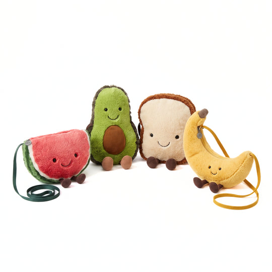 SnackBag – Pluche Schoudertasje Avocado, Toast & Watermeloen